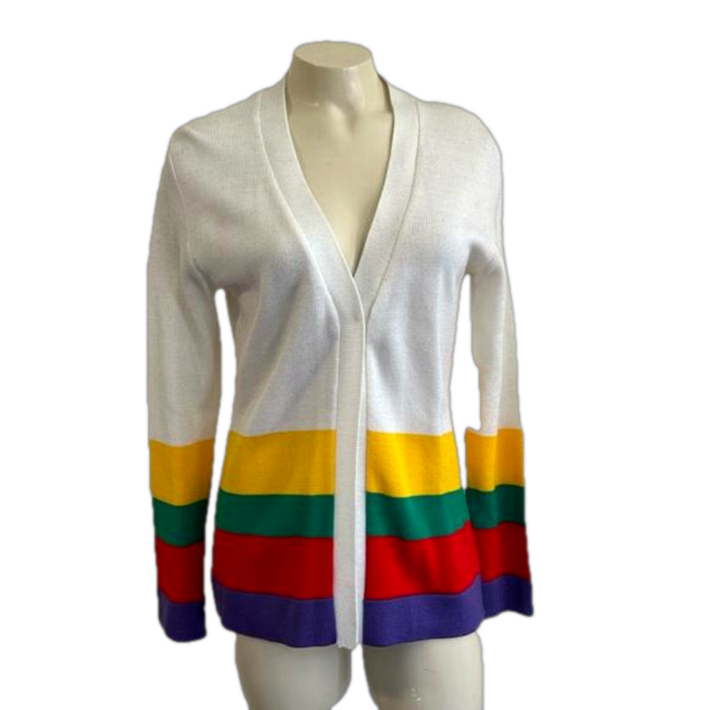 VTG The Finest quality open front cardigan LARGE Made in Italy as is (tiny stain